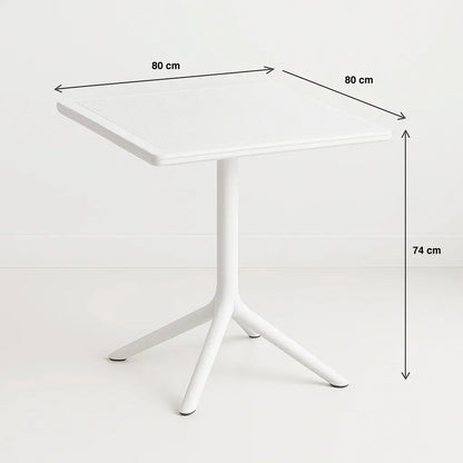 Mesa restaurant 80×80 Polipropileno Terraza Exterior – Blanca