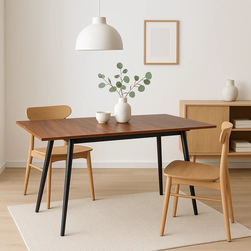 Mesa extensible 120 a 160 cm, ancho 80cm Madera Oscura Walnut