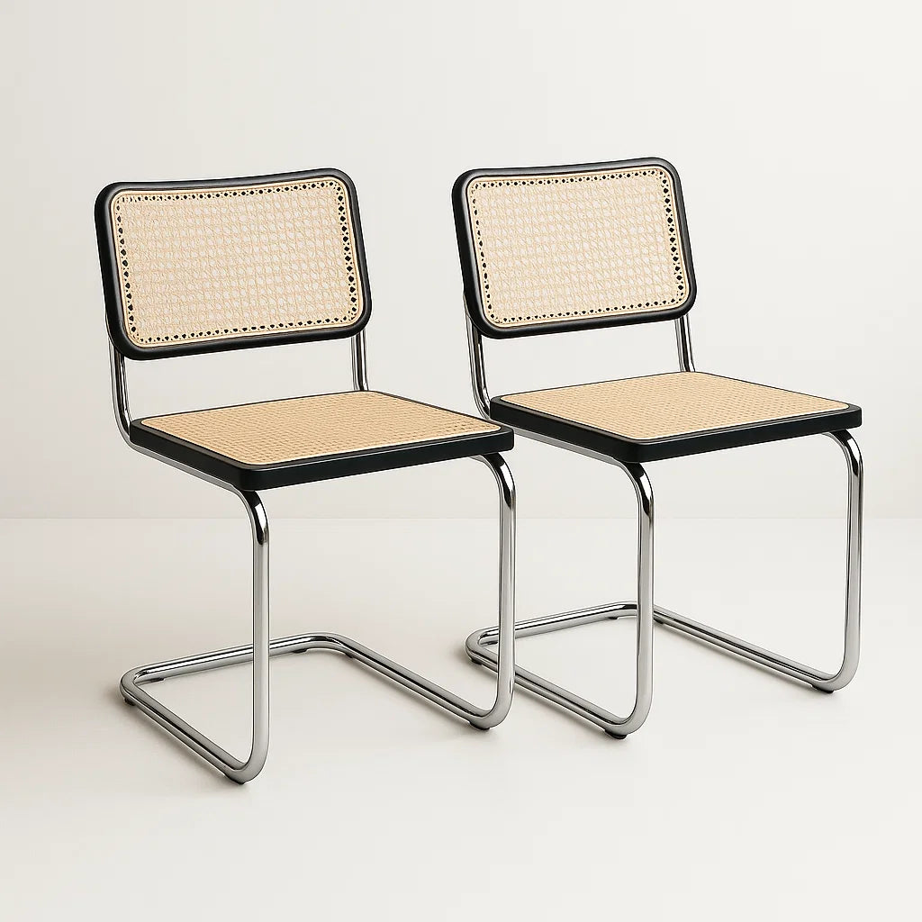 Pack de 2 Sillas Breuer Madera y Rattan – Negras