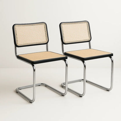 Pack de 2 Sillas Breuer Madera y Rattan – Negras