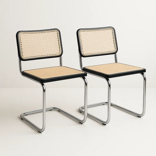 Pack de 2 Sillas Breuer Madera y Rattan – Negras