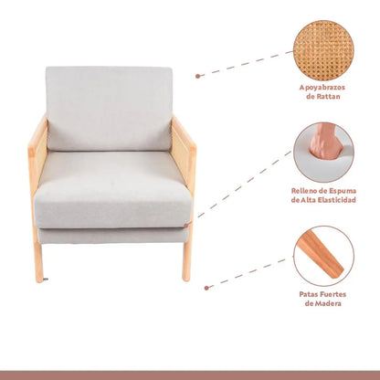 Sillon madera rattan harmony - Gris