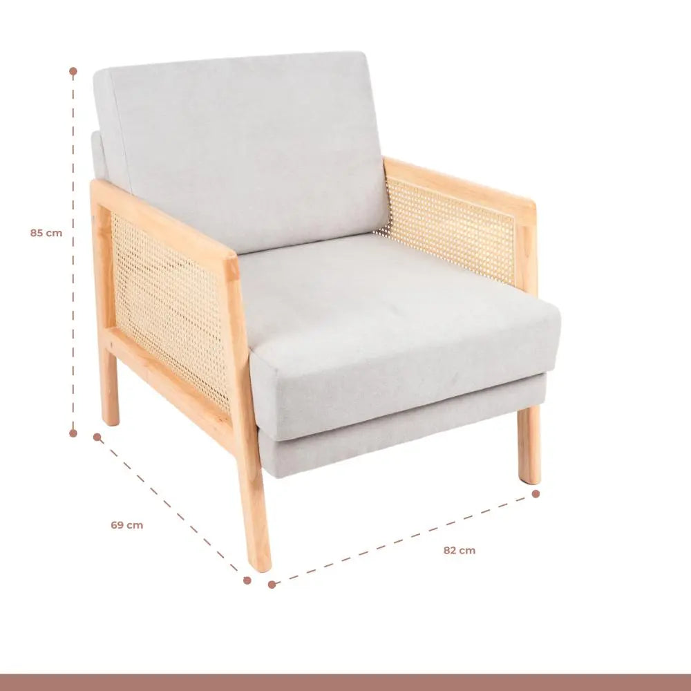 Sillon madera rattan harmony - Gris