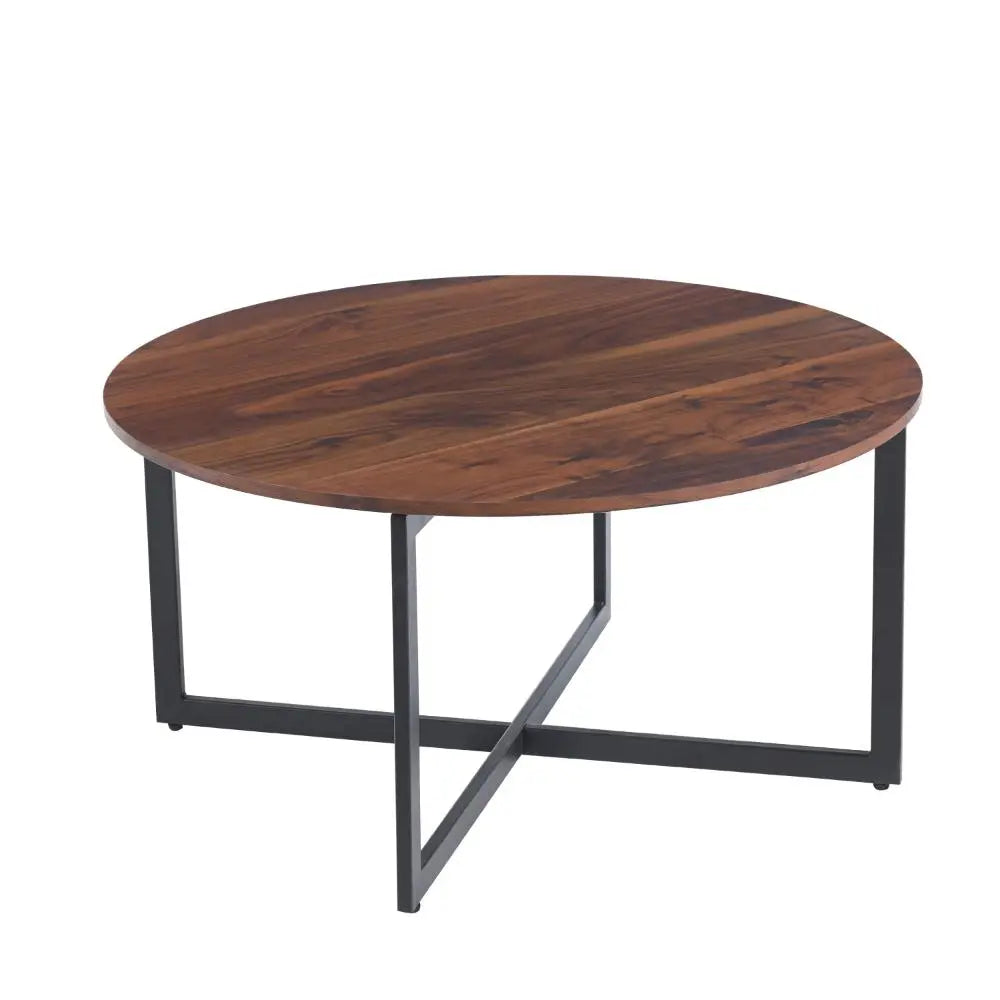 Mesa de centro 80cm redonda – Madera Oscura Walnut