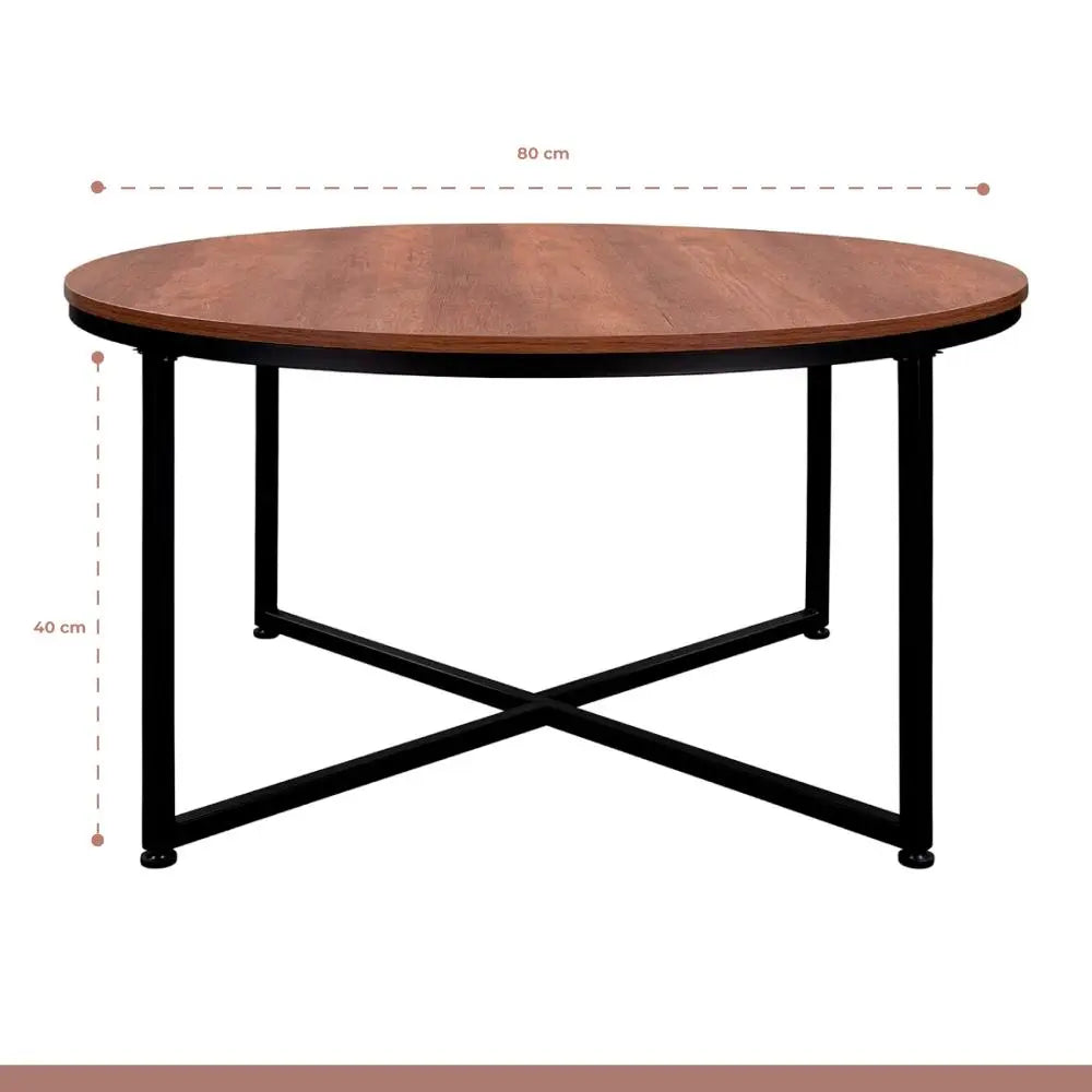 Mesa de centro 80cm redonda – Madera Oscura Walnut