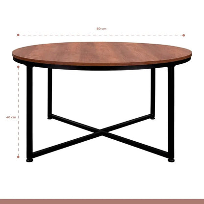 Mesa de centro 80cm redonda – Madera Oscura Walnut