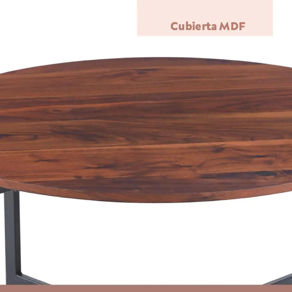 Mesa de centro 80cm redonda – Madera Oscura Walnut