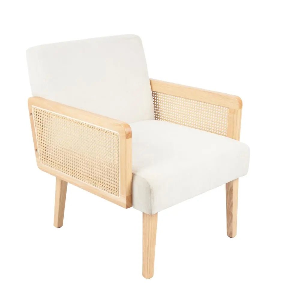 Sillon madera rattan relaxia - Blanco