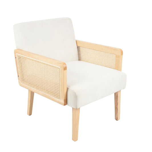 Sillon madera rattan relaxia - Blanco
