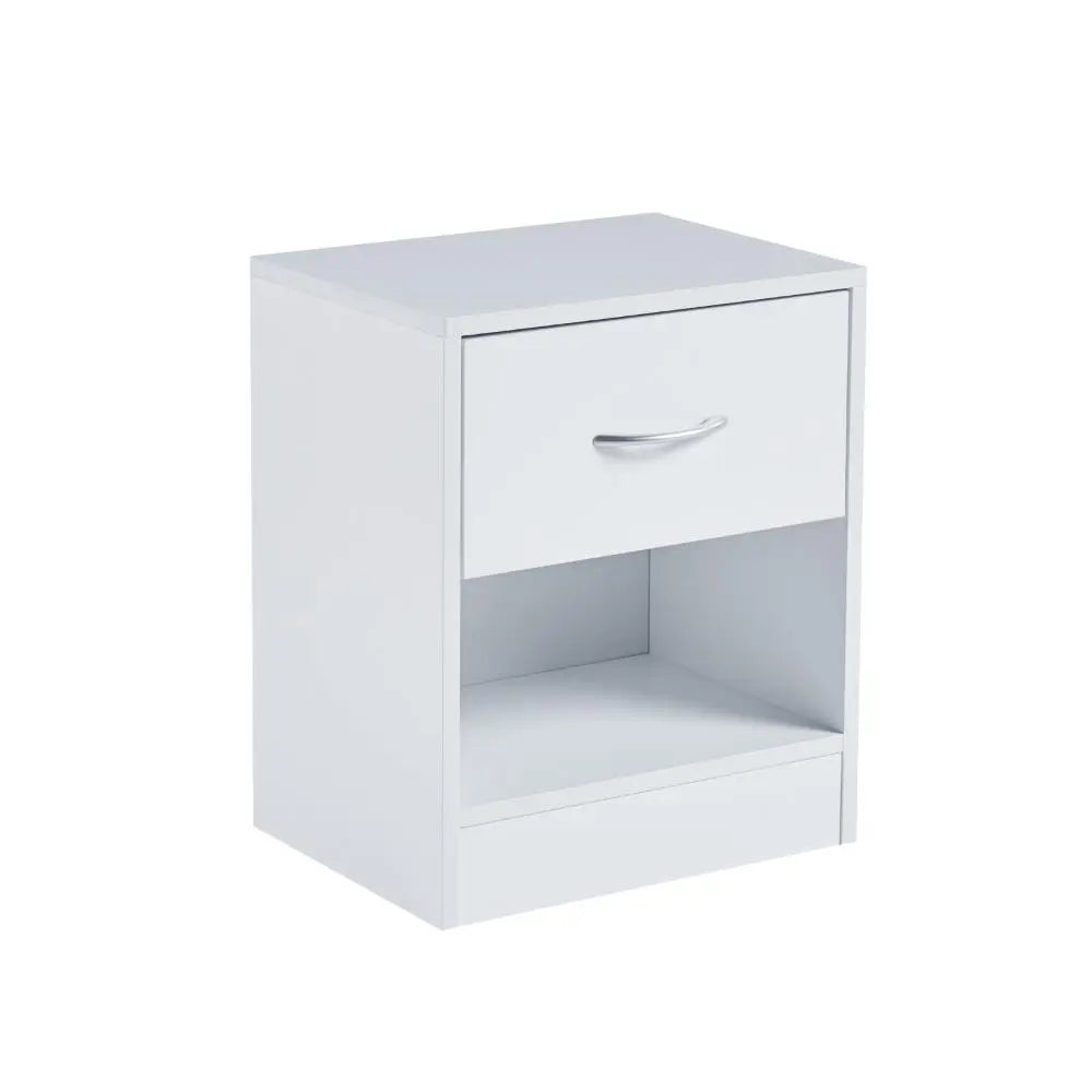 Velador Cajón y Espacio Almacenamiento Minimal Blanco