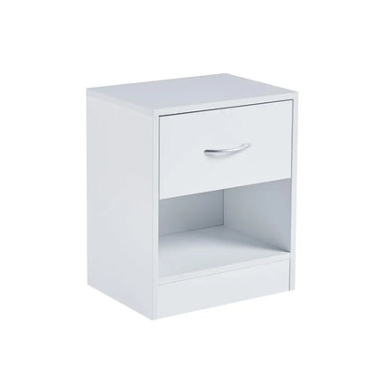 Velador Cajón y Espacio Almacenamiento Minimal Blanco