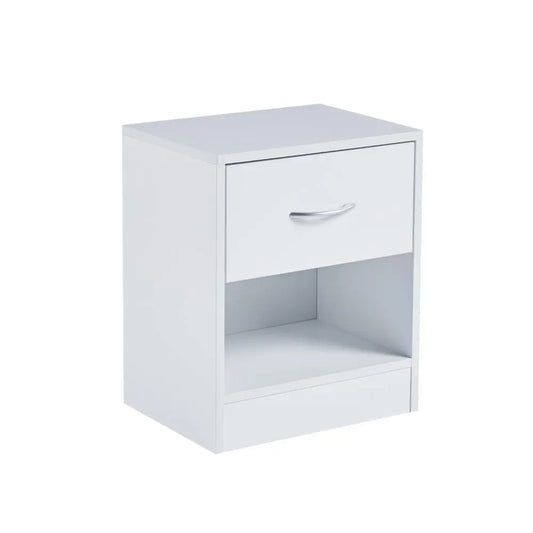 Velador Cajón y Espacio Almacenamiento Minimal Blanco