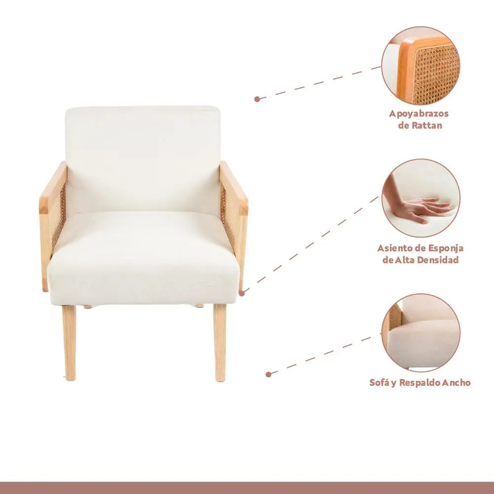 Sillon madera rattan relaxia - Blanco