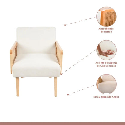 Sillon madera rattan relaxia - Blanco