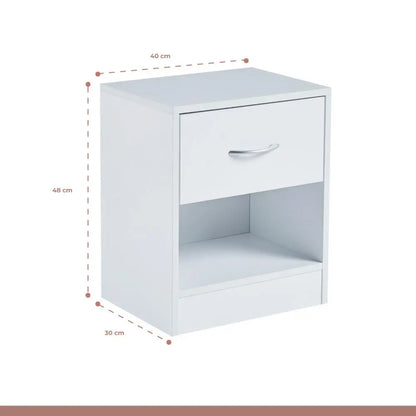Velador Cajón y Espacio Almacenamiento Minimal Blanco
