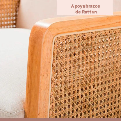Sillon madera rattan relaxia - Blanco