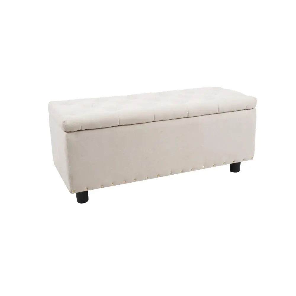 Banqueta acolchada con almacenaje - Beige