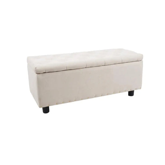 Banqueta acolchada con almacenaje - Beige