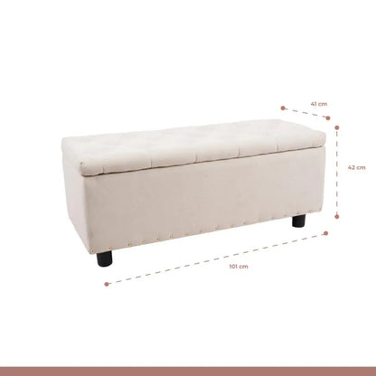 Banqueta acolchada con almacenaje - Beige