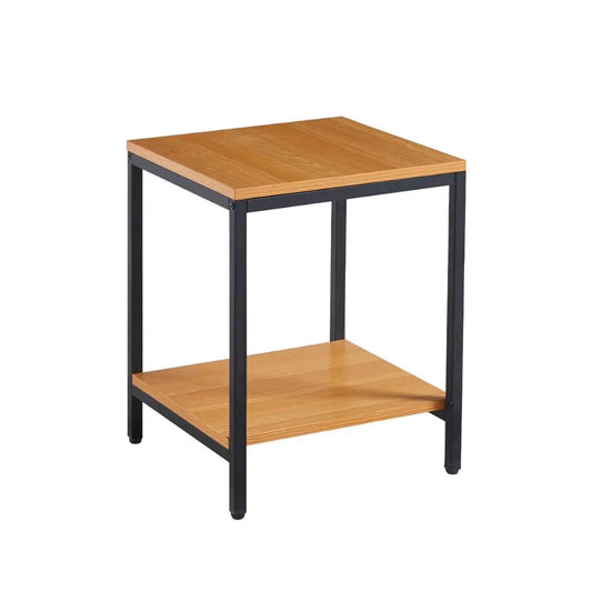 Velador Mesa Auxiliar Lateral de 2 Niveles – Madera Clara