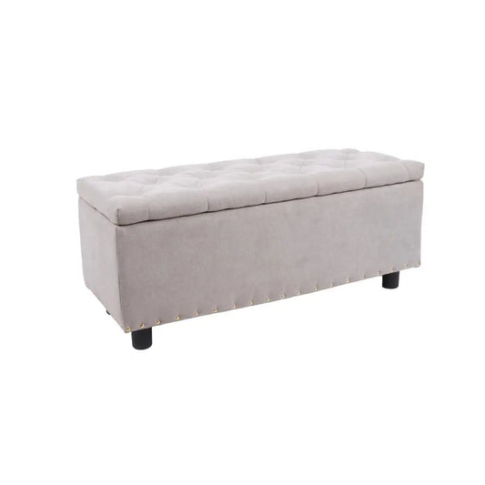 Banqueta acolchada con almacenaje - Gris