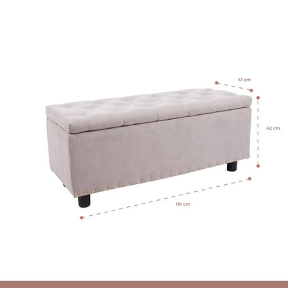 Banqueta acolchada con almacenaje - Gris