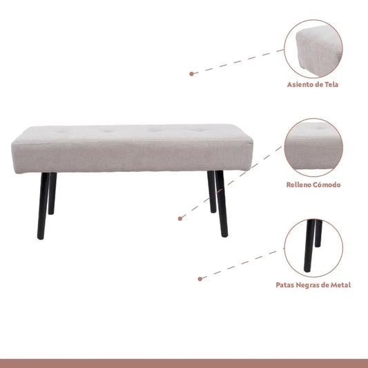 Banqueta Acolchada Simply - Gris