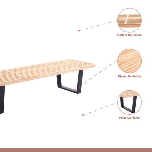 Banqueta de Madera y Metal George Nelson 160cm