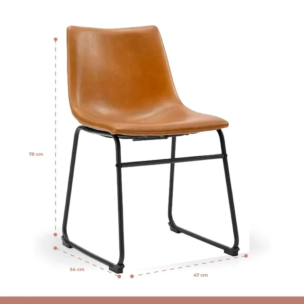 Pack de 4 Sillas Burgos de Comedor de Cuero Sintético y Meta
