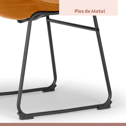 Pack de 4 Sillas Burgos de Comedor de Cuero Sintético y Meta