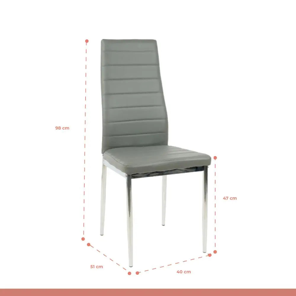 Pack de 4 Sillas Dining Liana con patas cromadas – Gris