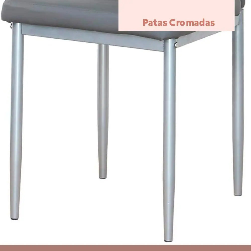 Pack de 4 Sillas Dining Liana con patas cromadas – Gris