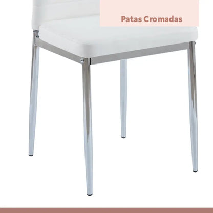 Pack de 4 Sillas Acolchadas Dining Liana con patas cromadas