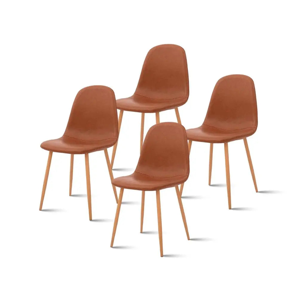Pack de 4 Sillas Spoon Ecocuero Vintage - Café