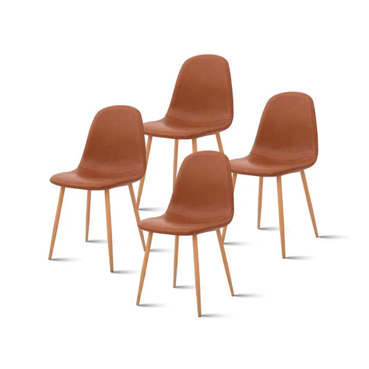 Pack de 4 Sillas Spoon Ecocuero Vintage - Café