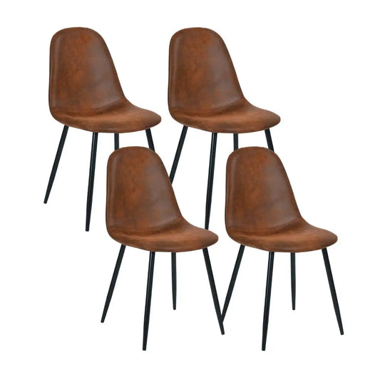 Pack de 4 Sillas Spoon Ecocuero vintage café oscuro