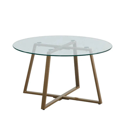 Mesa de centro para living de vidrio y metal 80cm