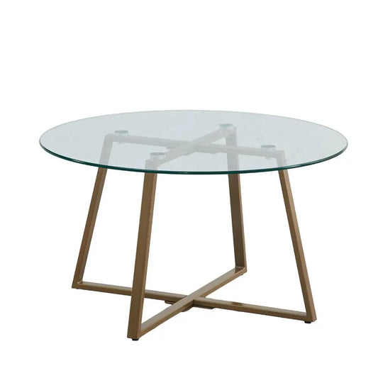 Mesa de centro para living de vidrio y metal 80cm