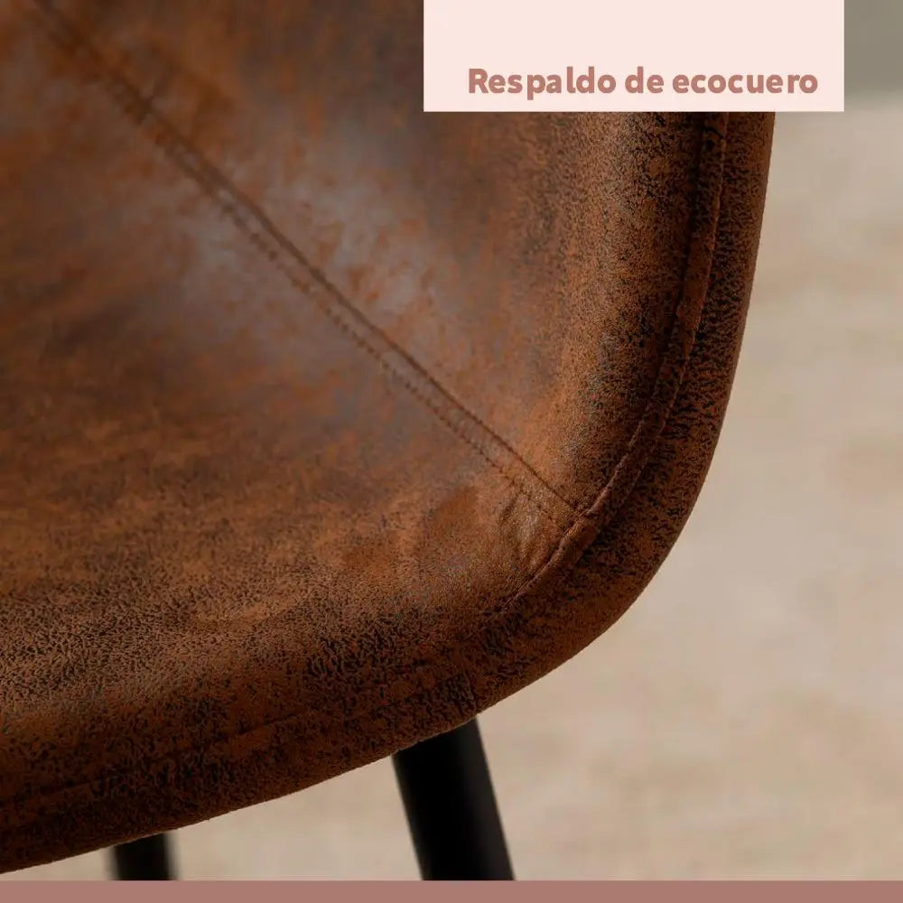 Pack de 4 Sillas Spoon Ecocuero vintage café oscuro