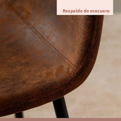 Pack de 4 Sillas Spoon Ecocuero vintage café oscuro