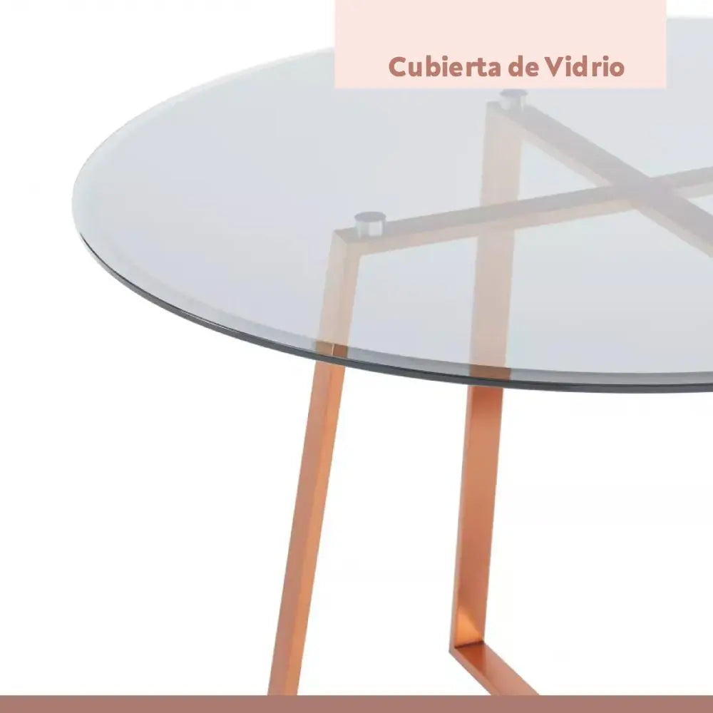 Mesa de centro para living de vidrio y metal 80cm