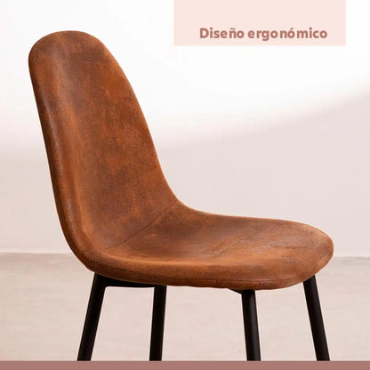 Pack de 4 Sillas Spoon Ecocuero vintage café oscuro