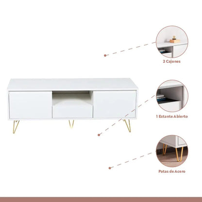 Rack de TV o Buffet con Cajones Simply White
